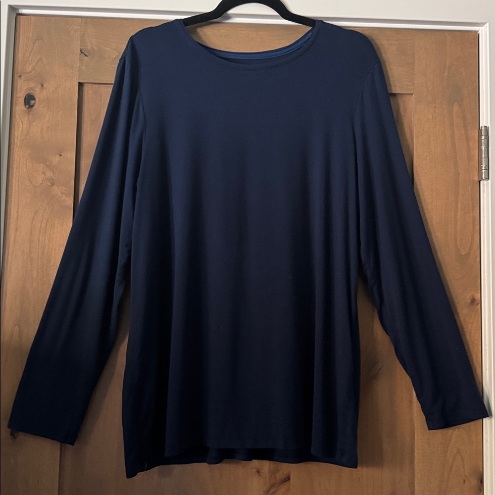 Chico’s The Ultimate Tee Womens 3/XL Navy long sleeve crew neck casual basic